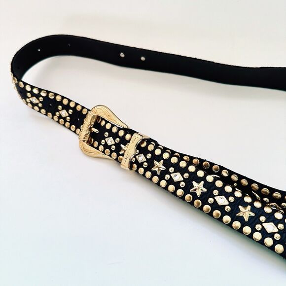 RARE Kippys Swarovski Crystal Studded Western Belt Leather Gold Celestial 22-29 - Picture 7 of 13